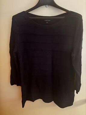 Hawthorn Navy Textured Knit Top